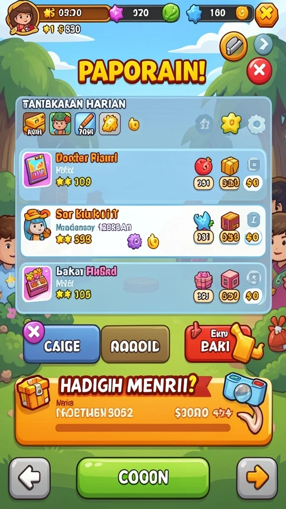 Tampilan awal permainan dengan desain karakter yang menarik.