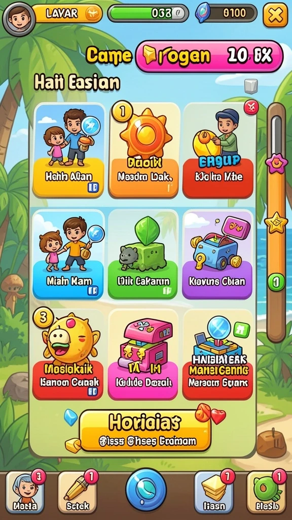 Karakter yang lucu dan penuh warna di setiap level.
