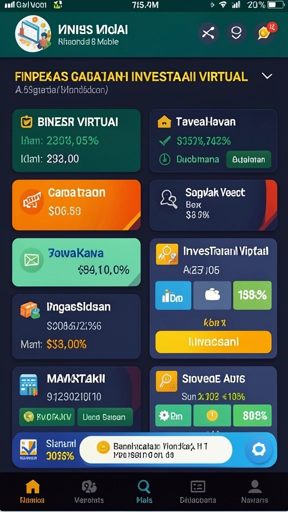 Menu permainan yang lengkap dan mudah diakses.